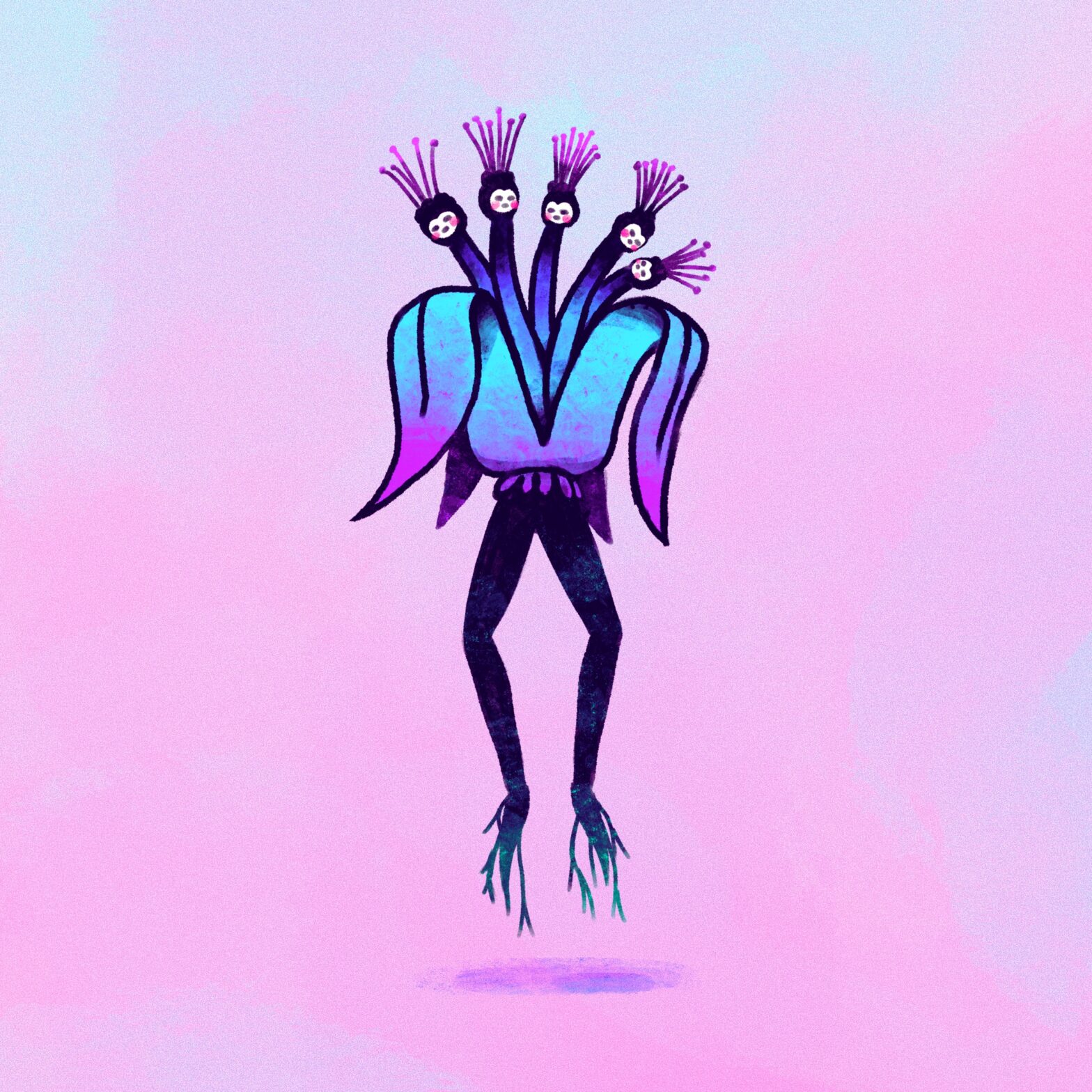 A flower creature with multiple heads
